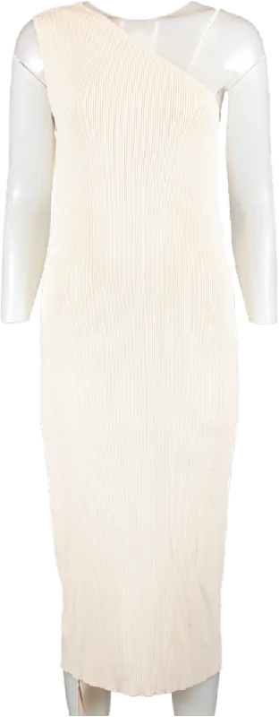 ALB Anne Louise Cream Everyday - Stone One Shoulder Dress UK M