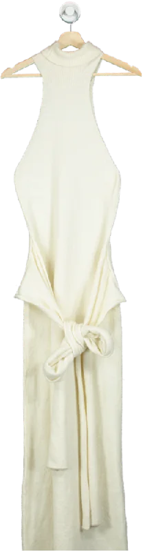 Musera White Sleeveless High Neck Dress UK S