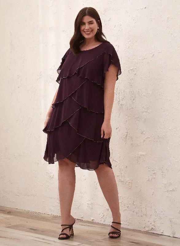 Tiered Embellished Ruffle Dress