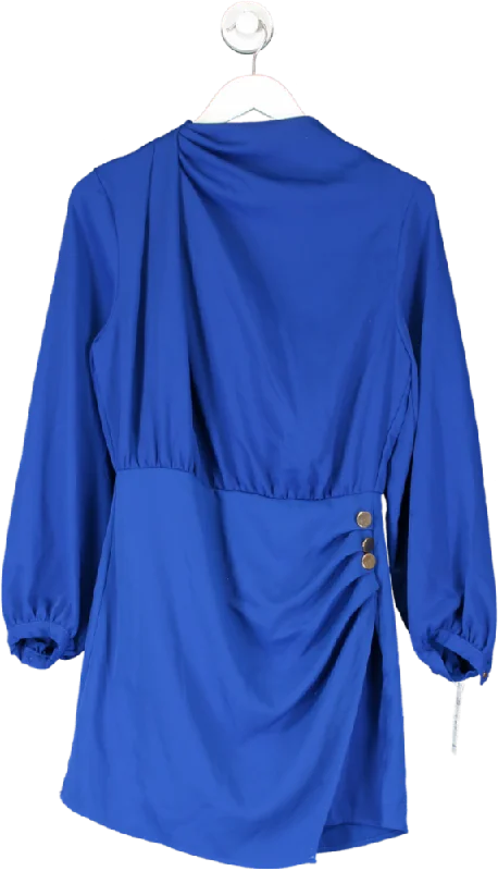 ZARA Blue High Neck Long Sleeve Dress UK S