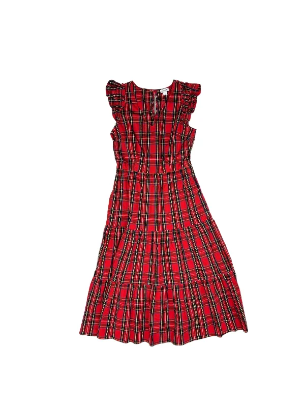 Dress Casual Midi By J. Crew In Plaid Pattern, Size: 2