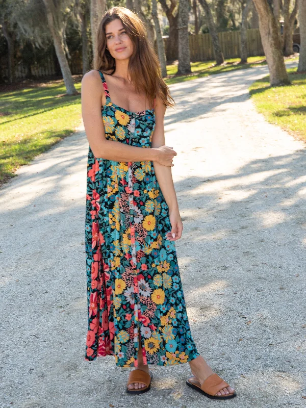 Sidney Maxi Dress - Black Coral Floral