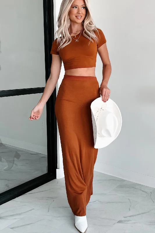 Comfort In Chaos Maxi Skirt (Rust)