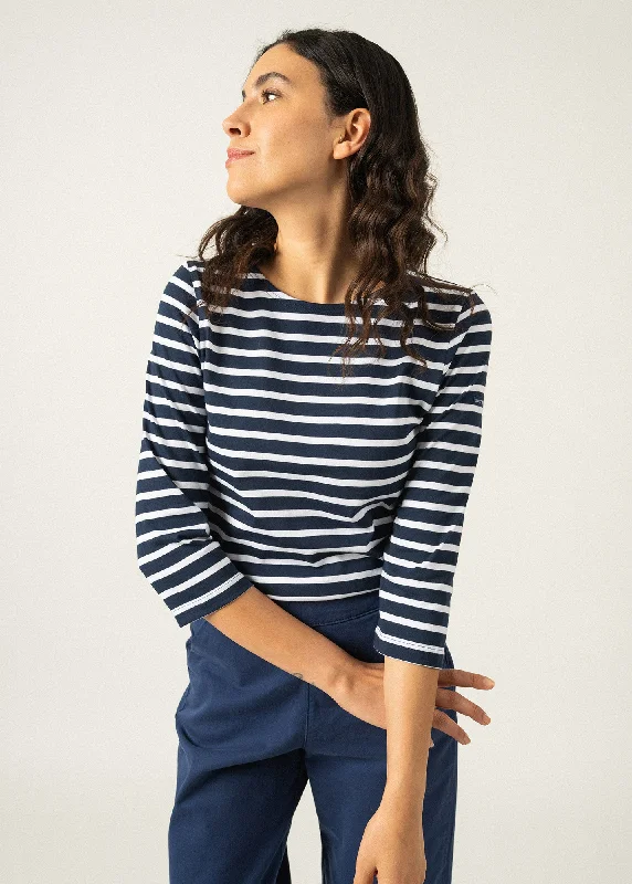 Galathée striped sailor shirt - slim fit, in light cotton (MARINE/NEIGE)