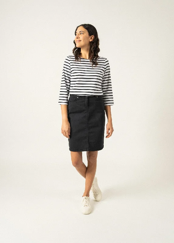 Galathée striped sailor shirt - slim fit, in light cotton (NEIGE/NOIR)