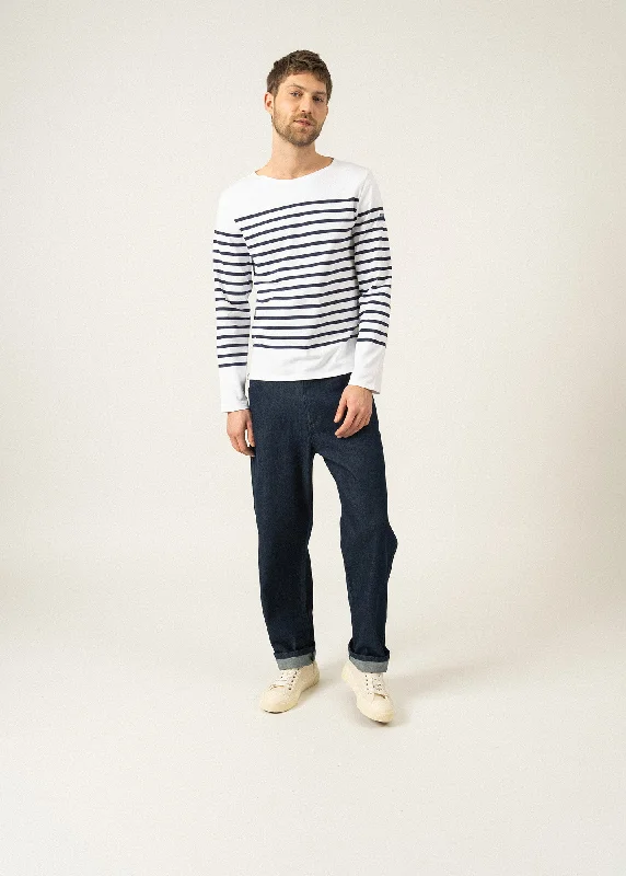 Naval authentic striped sailor shirt - in combed cotton (NEIGE/MARINE)