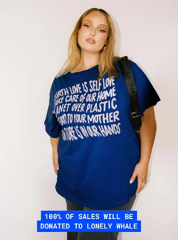 Be Kind Charity Oversized Tee Blue Curve