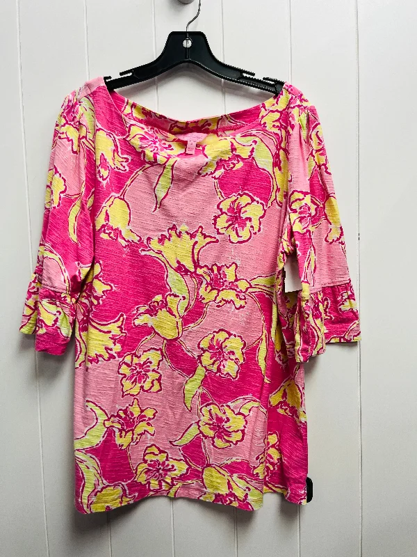 Top Short Sleeve Designer By Lilly Pulitzer In Pink, Size: Xl