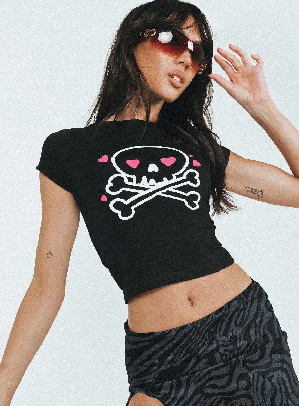 Y2K Skull Graphic Tee Black