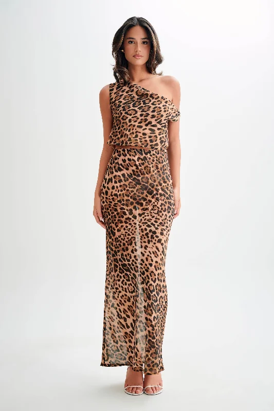 Yvonne Chiffon Maxi Skirt - Leopard Print