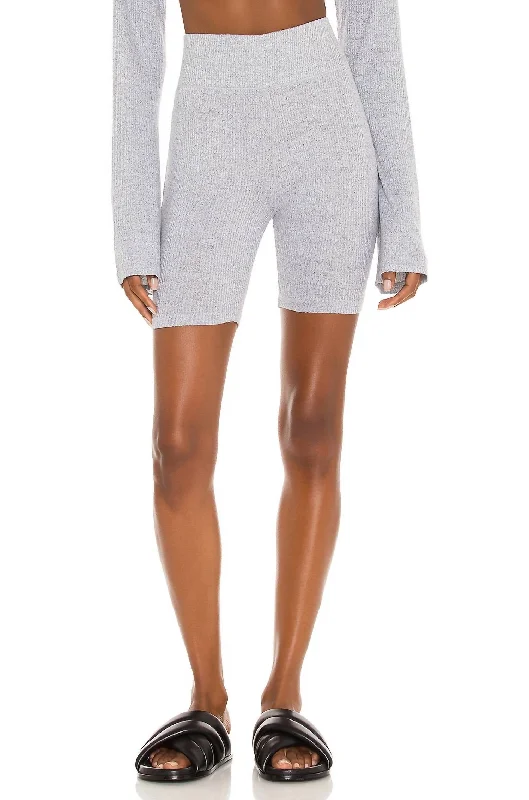 The Knit Rib Bike Short In Light Grey