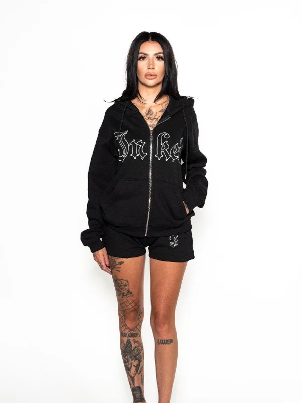 Women's Inked Icon Logo Embroidered Shorts - Black/White