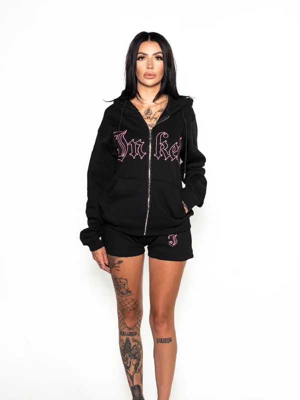 Women's Inked Icon Logo Embroidered Shorts - Black/Pink