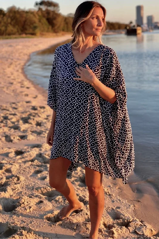 Short Kaftan in Metric Taupe or Navy