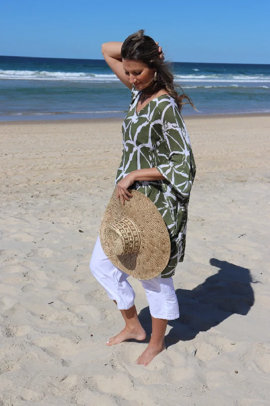 Short Kaftan in Olive Bamboo