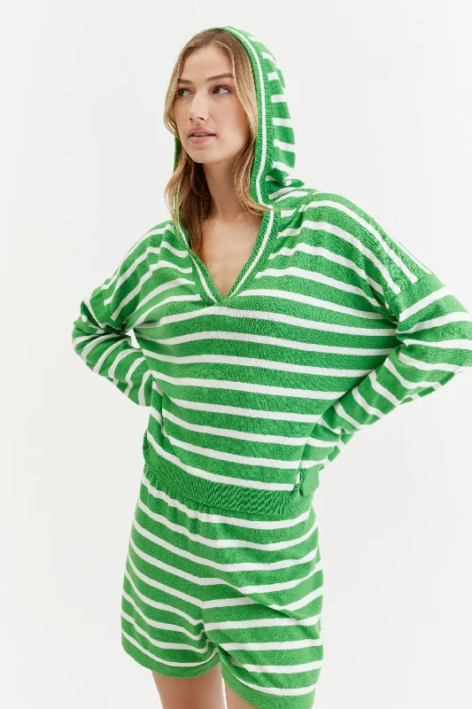 Green Cotton-Linen Breton Hoodie