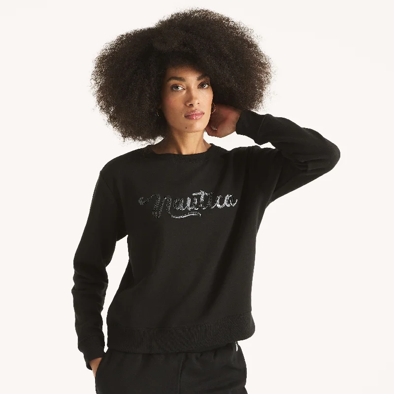 Nautica Womens Sequin Logo Sweatshirt