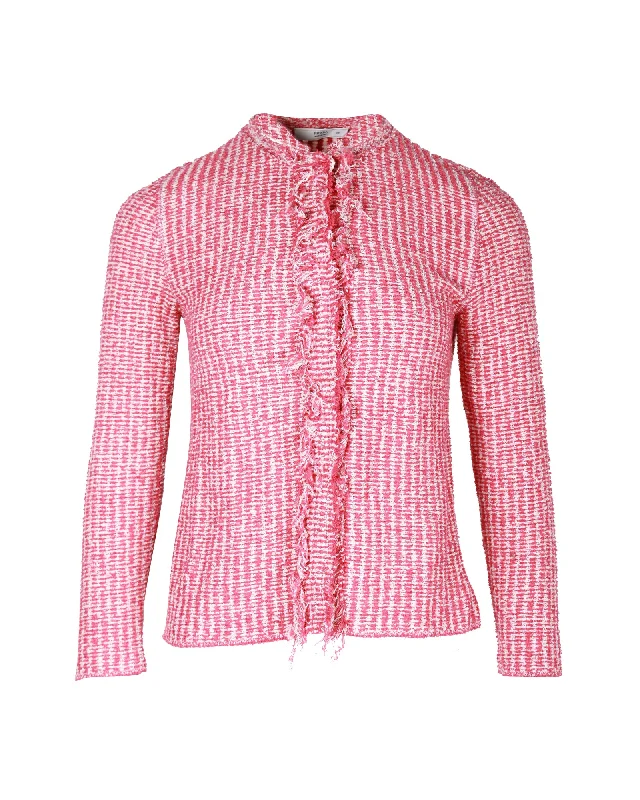 Prada Tweed Cardigan in Pink Cotton