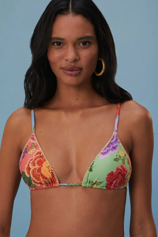 Flower Scarves Side Tie Bikini Top