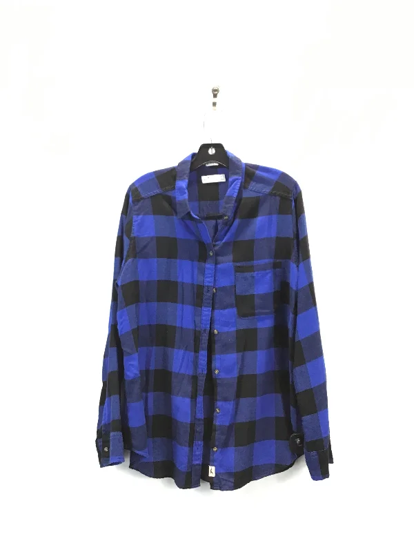 Top Long Sleeve By Hollister In Black & Blue, Size: L