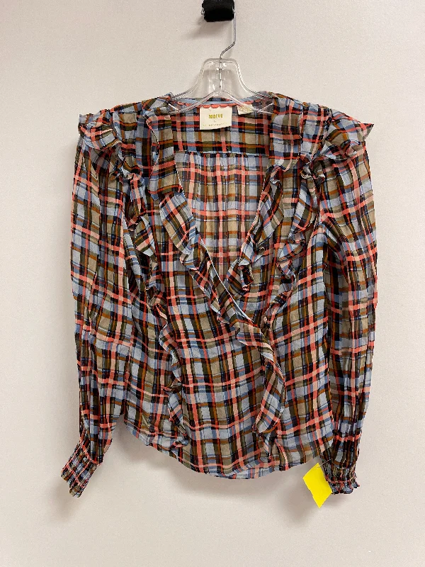 Top Long Sleeve By Maeve In Plaid Pattern, Size: Xsp